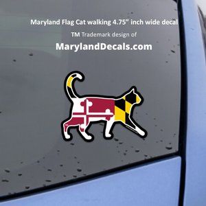 Maryland Cat car decal sticker Walking Cat Waterproof Vinyl